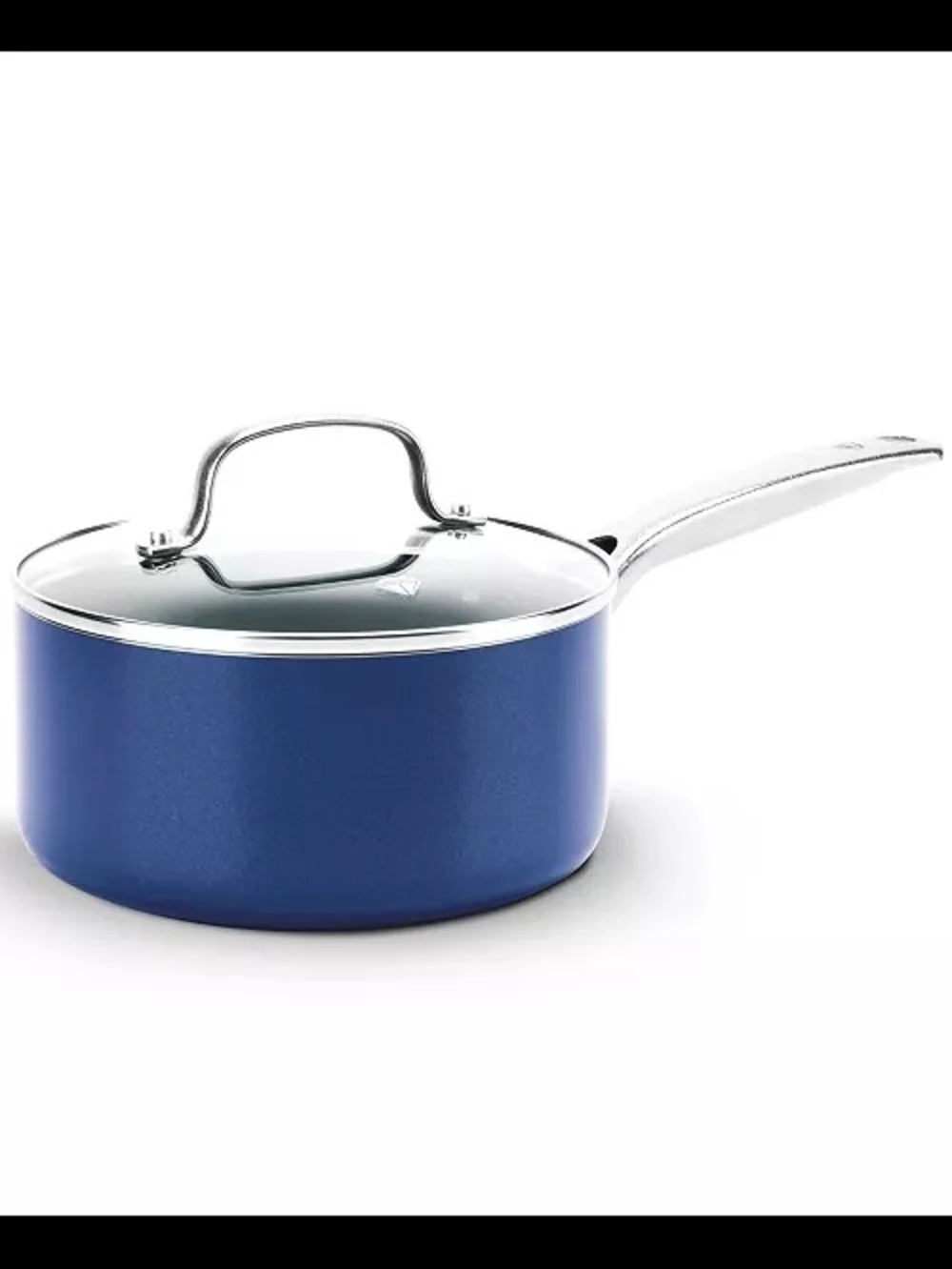 Blue Nonstick Saucepan with Glass Lid - Home Kitchen Cookware